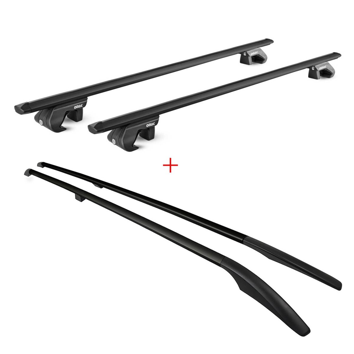 Volkswagen Touareg Roof Rack - Omac - Roof Rails + Cross Bars SET - Black - '04-'10